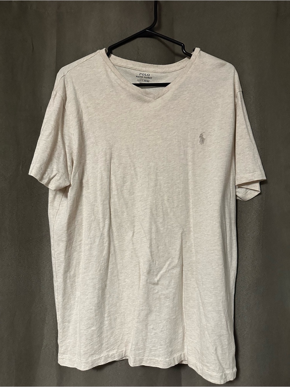 Polo by Ralph Lauren Men's Cream V-Neck Short Sleeve Tee